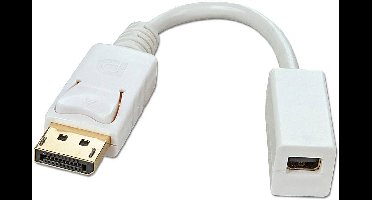 LINDY 41060 DisplayPort / Mini-displayport Adapterkabel [1x DisplayPort stekker - 1x Mini-DisplayPort bus] Wit 15.00 cm