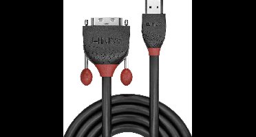 LINDY HDMI / DVI Adapterkabel HDMI-A-stekker, DVI-D 18+1-polige stekker 3.00 m Zwart 36273 HDMI-kabel