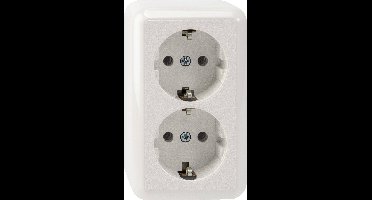 Merten MEG2421-8719 Wandcontactdoos met randaarde Compleet 2-voudig Polar-wit 1 stuk(s)