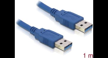 Delock 82534 USB-kabel USB 3.2 Gen1 USB-A stekker, USB-A stekker 1.00 m Blauw Vergulde steekcontacten