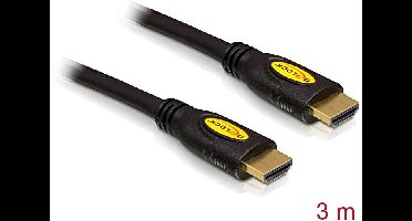 Delock 82454 HDMI-kabel HDMI Aansluitkabel HDMI-A-stekker, HDMI-A-stekker 3.00 m Zwart 4K UHD, Vergulde steekcontacten