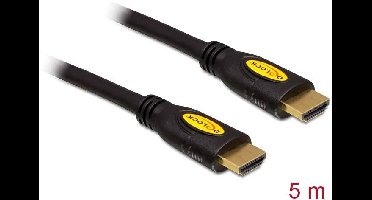 Delock 82455 HDMI-kabel HDMI Aansluitkabel HDMI-A-stekker, HDMI-A-stekker 5.00 m Zwart 4K UHD, Vergulde steekcontacten