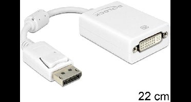 Delock 61765 DisplayPort / DVI Adapter [1x DisplayPort stekker - 1x DVI-bus 24+5-polig] Wit Met Ferrietkern 12.00 cm