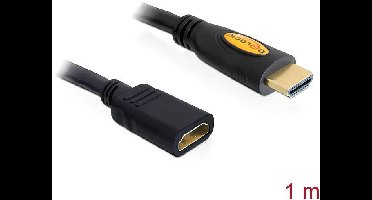 Delock 83079 HDMI-kabel HDMI Verlengkabel HDMI-A-stekker, HDMI-A-bus 1.00 m Zwart 4K UHD, Vergulde steekcontacten