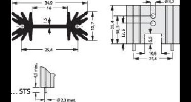 Fischer Elektronik 10018982 SK 104 25,4 STS Profielkoellichaam 14 K/W (l x b x h) 34.9 x 25.4 x 12.7 mm TO-220, SOT-32