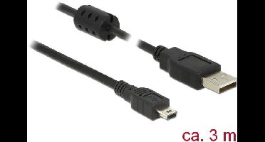 Delock 84915 USB-kabel USB 2.0 USB-A stekker, USB-mini-B stekker 2.00 m Zwart Met Ferrietkern