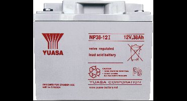 Yuasa NP38-12 Loodaccu 12 V 38 Ah Loodvlies (AGM) (b x h x d) 197 x 170 x 165 mm M5-schroefaansluiting Onderhoudsvrij, VDS-certificering