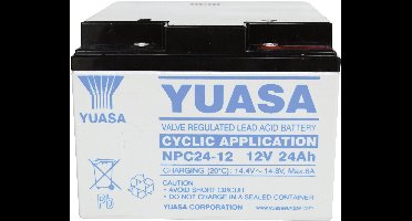 Yuasa NPC24-12 Loodaccu 12 V 24 Ah Loodvlies (AGM) (b x h x d) 175 x 125 x 166 mm M5-schroefaansluiting Onderhoudsvrij, Cyclusbestendig