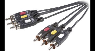 SpeaKa Professional Composite cinch AV Aansluitkabel [3x Cinch-stekker - 3x Cinch-stekker] 2.00 m Zwart