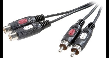 SpeaKa Professional SP-7870384 Cinch Audio Verlengkabel [2x Cinch-stekker - 2x Cinch-koppeling] 2.50 m Zwart