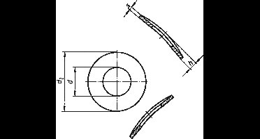 TOOLCRAFT A2,6 D137-A2 194664 Veerschijf Binnendiameter: 2.8 mm M2.5 DIN 137 RVS A2 100 stuk(s)