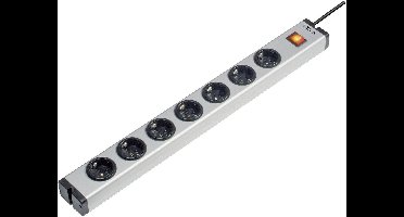 Ehmann 0601x00072031 Stekkerdoos met schakelaar 7-voudig Aluminium Randaarde stekker 1 stuk(s)