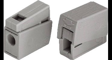WAGO 224-101 EUCHTENKLEMME Lampklem Flexibel: 0.5-2.5 mm² Massief: 0.5-2.5 mm² Aantal polen: 2 1 stuk(s) Grijs