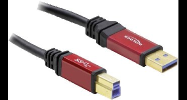 Delock 82758 USB-kabel USB 3.2 Gen1 USB-A stekker, USB-B stekker 3.00 m Rood, Zwart Vergulde steekcontacten, UL gecertificeerd
