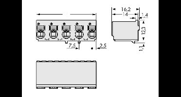 WAGO 2092-3122 Male behuizing (board) 2092 Totaal aantal polen: 2 Rastermaat: 7.50 mm Inhoud: 100 stuk(s)