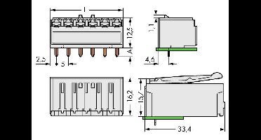 WAGO 2092-1325 Female behuizing (board) 2092 Totaal aantal polen: 5 Rastermaat: 5 mm Inhoud: 100 stuk(s)