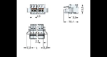 WAGO 2734-102/037-000 Female behuizing (kabel) 2734 Totaal aantal polen 2 Rastermaat: 3.50 mm 100 stuk(s)