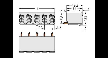 WAGO 2092-3175/200-000 Male behuizing (board) 2092 Totaal aantal polen: 5 Rastermaat: 7.50 mm Inhoud: 100 stuk(s)