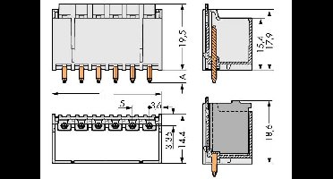 WAGO 2092-1410-100 Male behuizing (board) 2092 Totaal aantal polen: 10 Rastermaat: 5 mm Inhoud: 100 stuk(s)