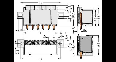 WAGO 2092-1403/005-000 Male behuizing (board) 2092 Totaal aantal polen: 3 Rastermaat: 5 mm Inhoud: 200 stuk(s)
