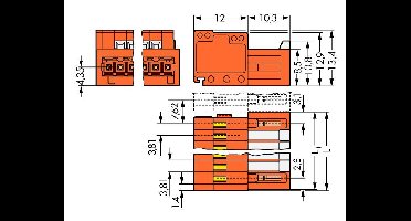 WAGO 734-340/034-000 Male behuizing (board) 734 Totaal aantal polen: 10 Rastermaat: 3.81 mm Inhoud: 50 stuk(s)