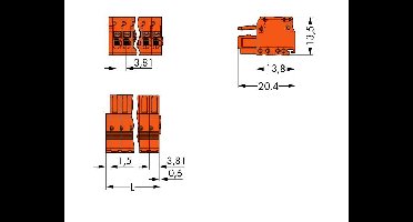 WAGO 2734-203 Female behuizing (kabel) 2734 Totaal aantal polen: 3 Rastermaat: 3.81 mm Inhoud: 200 stuk(s)