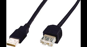 Digitus USB-kabel USB 2.0 USB-A stekker, USB-A bus 5.00 m Zwart AK-300202-050-S