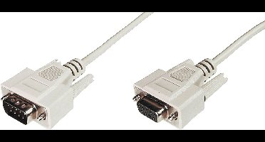 Digitus Aansluitkabel Serieel [1x D-sub stekker 9-polig - 1x D-sub bus 9-polig] 5.00 m Beige