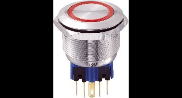 TRU COMPONENTS 701803 GQ25-11E/R/12V Vandalismebestendige druktoets 250 V/AC 5 A 1x aan/(aan) Moment Rood IP65 1 stuk(s)