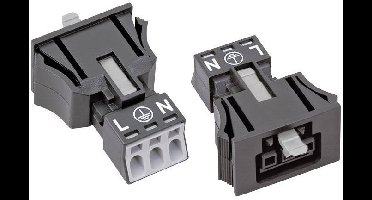 WAGO 890-703 Netstekker WINSTA MINI Bus, recht Totaal aantal polen: 2 + PE 16 A Zwart 1 stuk(s)