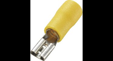 TRU COMPONENTS 1572191 Platte stekker (female) Insteekbreedte: 4.8 mm Insteekdikte: 0.5 mm 180 ° Deels geïsoleerd Geel 50 stuk(s)