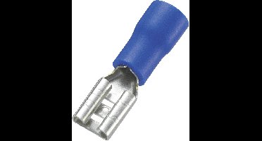 TRU COMPONENTS 745180 Platte stekker (female) Insteekbreedte: 4.8 mm Insteekdikte: 0.8 mm 180 ° Deels geïsoleerd Blauw 100 stuk(s)