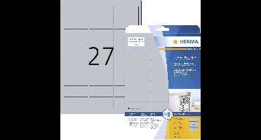 Herma 4222 Etiketten voor typeplaatjes 63.5 x 29.6 mm Polyester folie Zilver 675 stuk(s) Permanent hechtend Laser (zwart/wit), Kopiëren (zwart/wit),