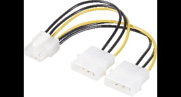 Renkforce Stroom Y-kabel [2x IDE-stroomstekker 4-polig - 1x PCIe-stekker 8-polig] 0.15 m Geel, Zwart