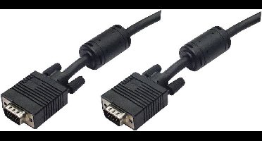 Manhattan 317733 VGA-kabel VGA Aansluitkabel VGA-stekker 15-polig, VGA-stekker 15-polig 3.00 m Zwart Schroefbaar, Met Ferrietkern