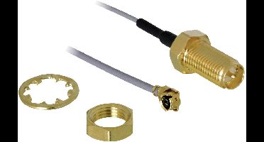 Delock WiFi-antenne Verlengkabel [1x IPEX-stekker - 1x RP-SMA-bus] 20.00 cm Grijs Vergulde steekcontacten