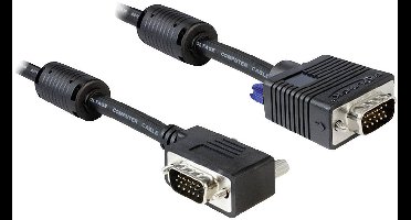 Delock 83173 VGA-kabel VGA Aansluitkabel VGA-stekker 15-polig, VGA-stekker 15-polig 2.00 m Zwart Schroefbaar