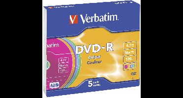 Verbatim 43557 DVD-R disc 4.7 GB 5 stuk(s) Slimcase Gekleurd