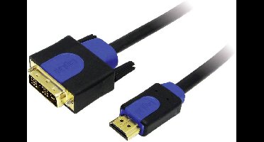 LogiLink CHB3101 DVI-kabel DVI / HDMI Adapterkabel DVI-D 18+1-polige stekker, HDMI-A-stekker 1.00 m Zwart Vergulde steekcontacten, Schroefbaar