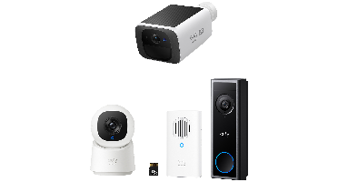 Eufy Solocam S220 + Indoor Cam C220 Doorbell C30 With Chime Slimme Binnen- / Buitencamera Wit