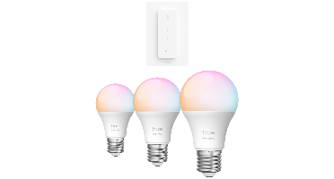 Philips Hue Essential Slimme E27-fitting Lamp 3-pack + Dimmer Switch - Draadloze Schakelaar