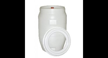 Vat plastic rond 120l met waterslot en kraan
