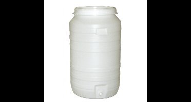 Vat plastic rond 210l met waterslot en kraan