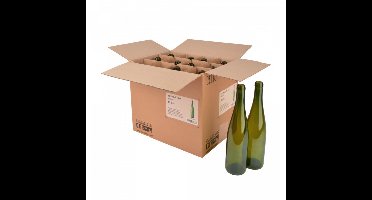 Wijnfles fluit (Schlegel) 75 cl, olijfgroen, doos 12 st.