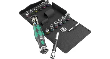 Wera 05004285001 27-delige 8009 Zyklop Pocket Set 4 Ratel- En Doppenset - 3/8"+ 1/4"