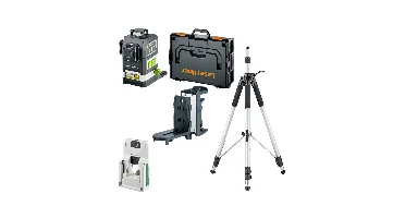 Laserliner PowerPlane-Laser 3G Multi-18V Kruislijnlaser In L-Boxx - 3 Lijnen - Groen - 60m - IP54 + VarioStand L Laserstatief + HIKOKI Adapter