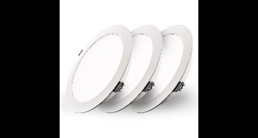 Set van 3 Georgia LED platte Inbouwspots wit - inbouwdiepte 25mm - 18 Watt 1820lm - Rond - 6500K Daglicht Wit - Ø220 mm - IP20 voor binnen