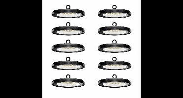 Set van 10 - Eris LED High Bay UFO - 100 Watt - 14.000 lumen (140lm/W) - 4000K neutraal wit - IP65 waterdicht - IK08 - Flikkervrij