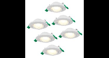 Set van 6 Prado dimbare LED-inbouwspots - 6 watt 570 lumen - CCT instelbare lichtkleur 2700K/4000K/6000K - lage inbouwdiepte 25 mm - rond - IP20 voor gebruik binnenshuis - Wit