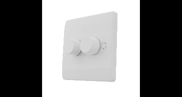 UK LED dimmer met draaiknop - 3-160W - Ondersteunt Two-way-2-gang (wisselschakeling) - Fase-aan- en afsnijding - Voor Britse wanddozen - Inclusief afdekmateriaal